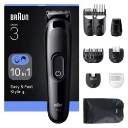 Recortadora Todo en Uno Braun Serie 3 10 en 1 50 min Autonomía Negra AIO3560 - Belleza y Salud