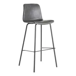 Taburete de Cocina de 47 cm en Metal y Símil Piel Negro 615511 - Muebles