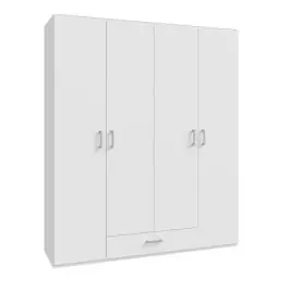 Armario de Dormitorio 4 Puertas 1 Cajón Acabado Blanco ECBS941-120