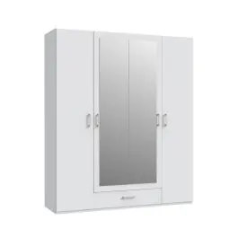 Armario de Dormitorio Blanco con Espejo y Cajón ECBS944-120