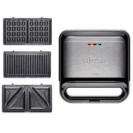 Sandwichera Eléctrica 3 en 1 Inox con Placas Intercambiables SWSUNSET 71406125 - Pequeños Electrodomésticos