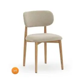 Pack de 4 Sillones de 46 cm Madera-Chenilla Beige GABAR 11335
