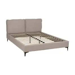 Cama de Matrimonio Tapizada en Tela Beige con Cabecero 613529 - Estancias