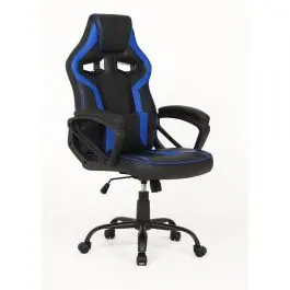 Silla Gaming de Polipiel Negra-Azul con Soporte Lumbar MARTE