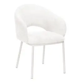 Silla de Comedor con Reposabrazos y Patas de Metal Blanco CAMILA DC-3110