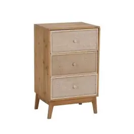 Mesita de Noche de Madera Natural con 3 Cajones 611306 - Tienda Granada