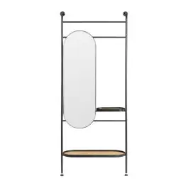 Espejo de Recibidor Negro y Natural con Bandeja 615236 - Decoración