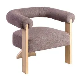 Sillón de Salón Tapizado Jaspeado Gris Rosa con Patas de Madera 615252 - Sillones