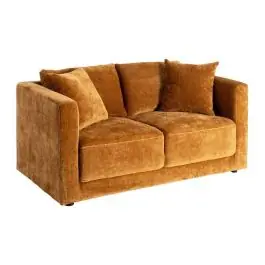 Sofá 2 Plazas Ocre Tejido en Poliéster con Patas de Madera 165 cm 615448 - Sofás