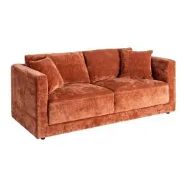 Sofá 3 Plazas Teja Tejido en Poliéster con Patas de Madera 210 cm 615451 - Sofás