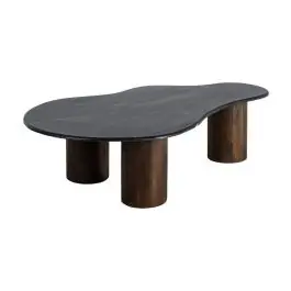 Mesa de Centro Mármol Negro y Madera 615493 - Muebles