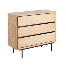 Cómoda de Dormitorio Madera y Metal Natural-Negro 615682