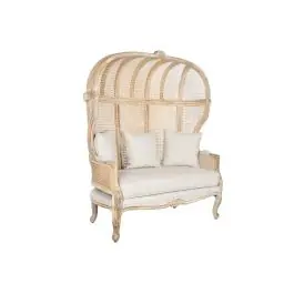 Sofá de Madera Enea y Fibra Natural con Asiento Tapizado MB-208798