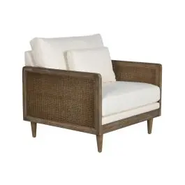 Sillón de Ratán Marrón con Asiento Tapizado en Poliéster MB-211720