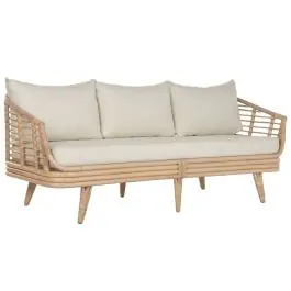 Sofá de Ratán con Asiento en Poliéster de 200 cm MB-223988