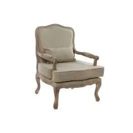 Sillón de Madera con Asiento Tapizado en Lienzo MB-158146