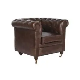 Sillón de Piel Clásico Chester Marrón Oscuro MB-208646