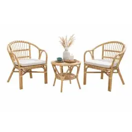 Conjunto de Jardín de Ratán con Cojines de Lino MB-213863