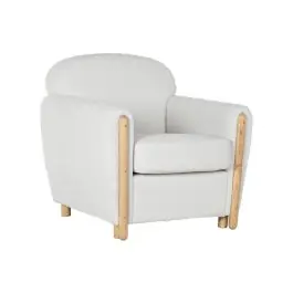 Sillón de Salón Tapizado en Bouclé Blanco con Estructura de Madera MB-217365