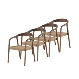 Juego de 4 Sillas de Comedor de Madera de Fresno con Asiento Trenzado GABAR 11587