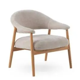 Sillón Pequeño de Madera de Roble Tapizado Blanco GABAR 11687 - Sillones