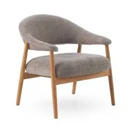 Sillón Pequeño de Madera de Roble Tapizado Topo GABAR 11688 - Sillones