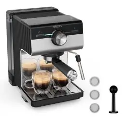 Cafetera Espresso 15 Bares con Depósito 2 L KRUPS XP384E10 - Pequeños Electrodomésticos