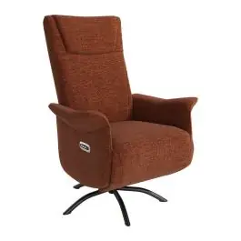 Sillón Relax Eléctrico Giratorio con USB Tapizado en Tela Terracota GALA - Sillones