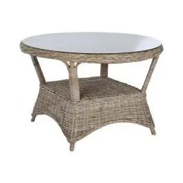 Mesa de Jardín de Ratán con Cristal Templado MB-213833