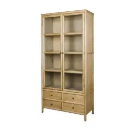 Vitrina en Madera de Olmo con Puertas de Cristal MB-228430