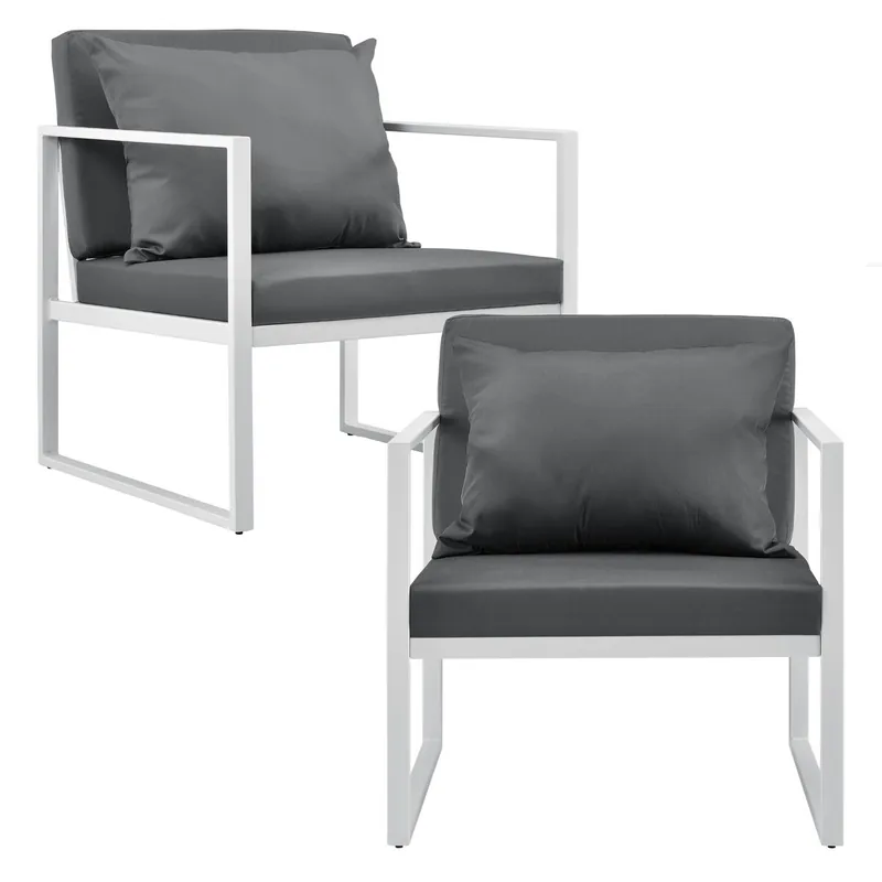 [casa.pro] 2 x sillón silla de jardín set de 2 muebles de jardín para exterior 70 x 60 x 60 cm - Negro
