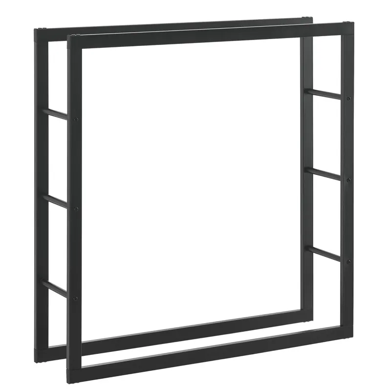 Soporte para leña Kasan Acero 100 x 100 x 25 cm Negro [en.casa] - Jardín