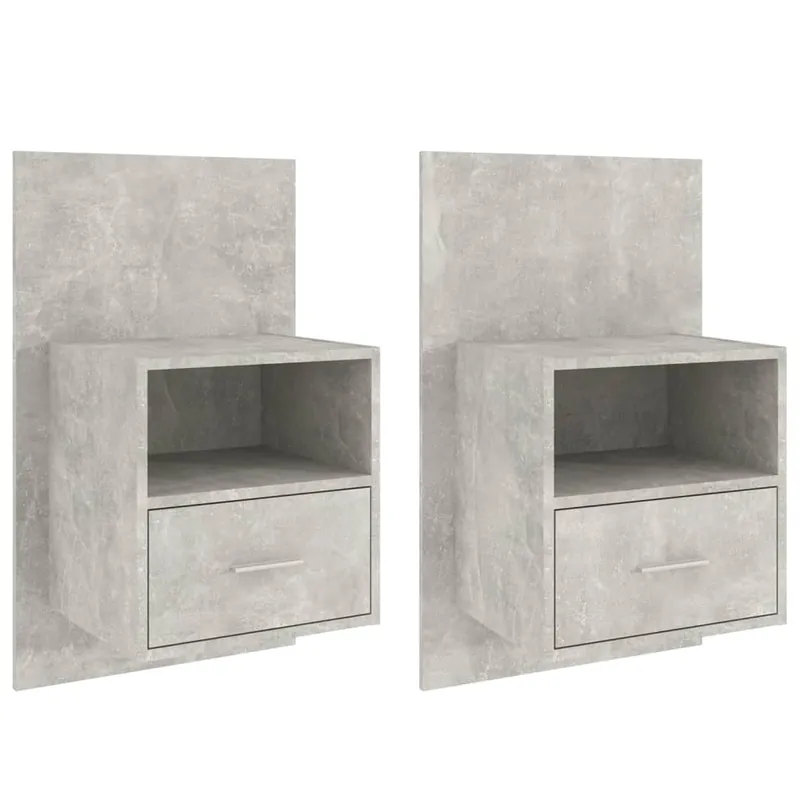 vidaXL Mesitas de noche de pared 2 unidades color gris hormigón - Muebles