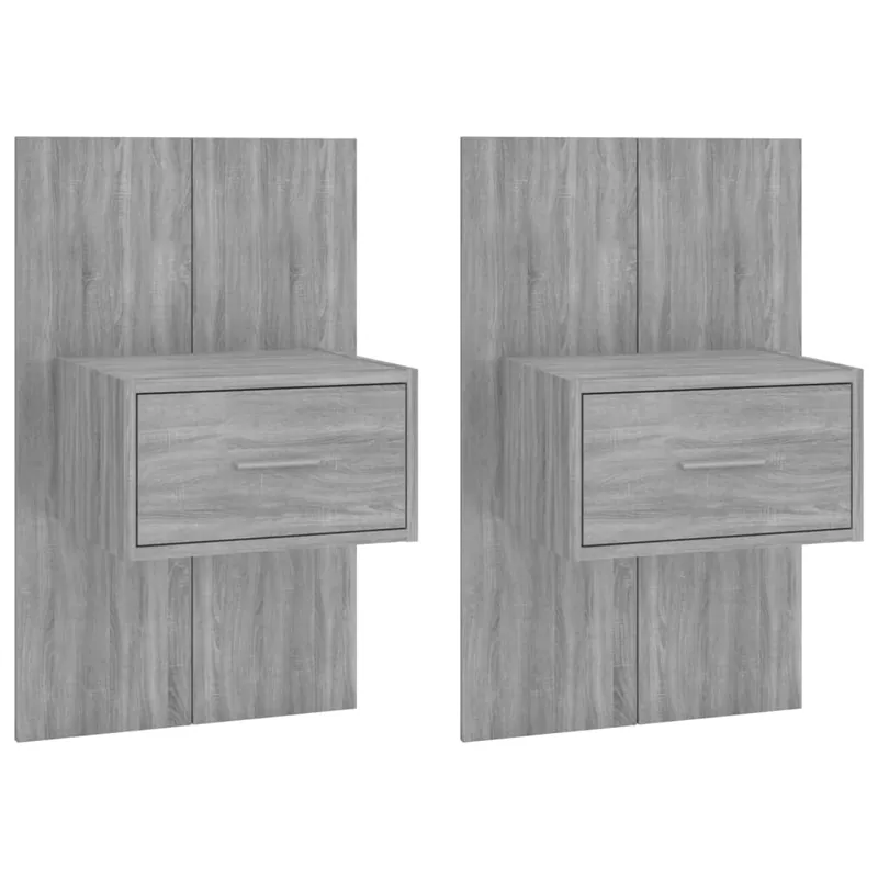 vidaXL Mesita de noche de pared 2 unidades color gris Sonoma - Muebles