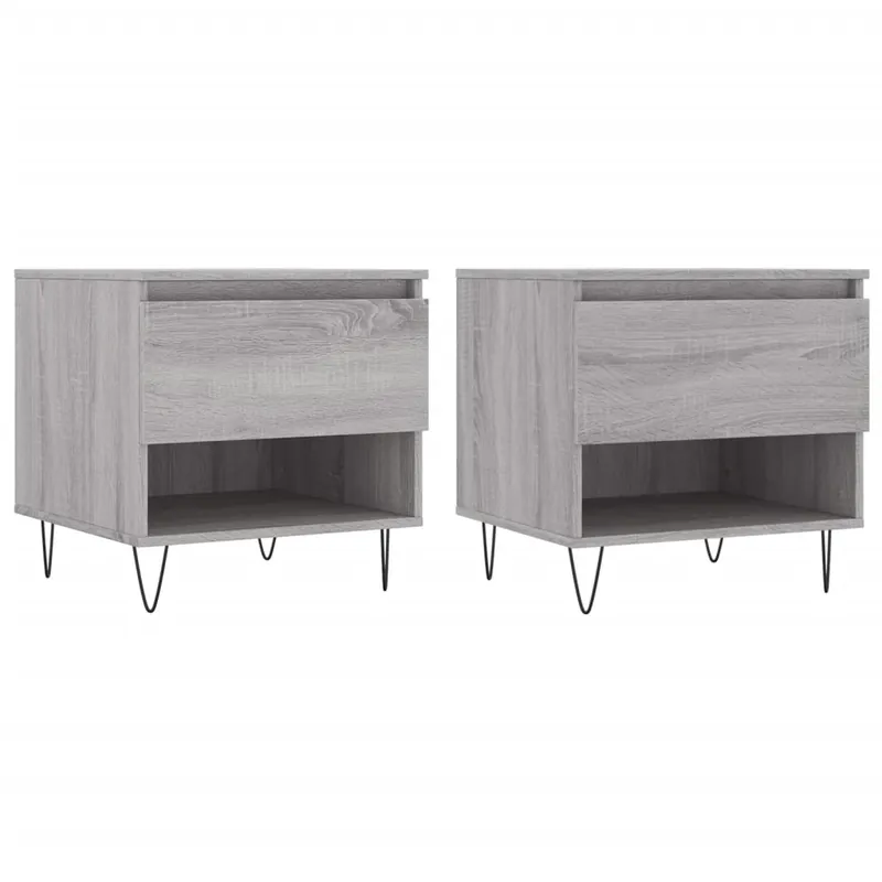 2 uds Mesas de Centro - Mesas bajas madera ingeniería gris hormigón 50x46x50 cm