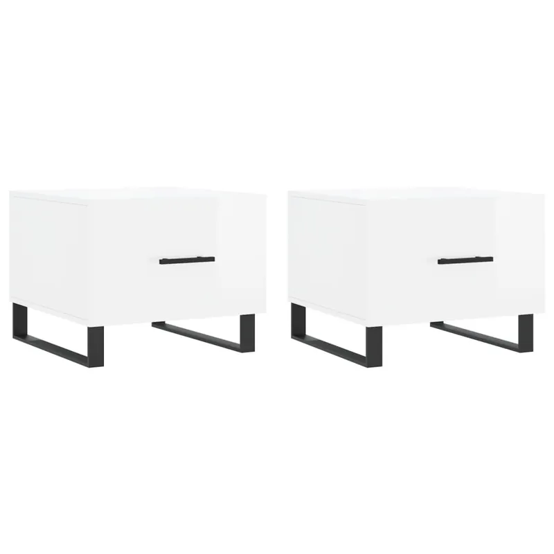 2 uds Mesas de Centro - Mesas de Café madera de ingeniería blanco 50x50x40 cm