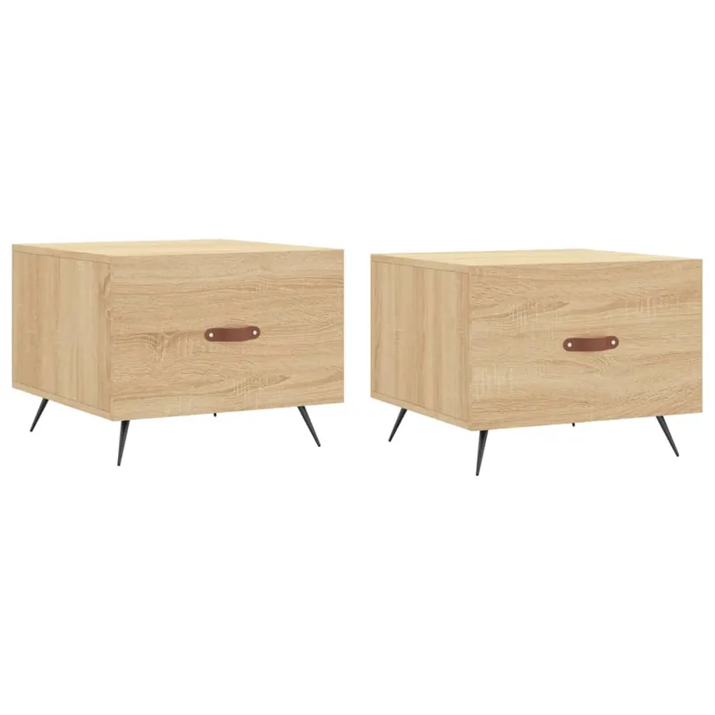 2 uds Mesas de Centro - Mesas bajas - Mesas de Café madera ingeniería gris hormigón 50x50x40cm