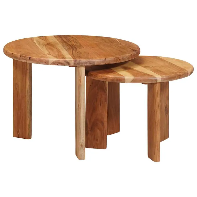 2 uds Mesas de Café - Mesas bajas - Mesas de Centro Nido Multicolor Madera reciclada maciza