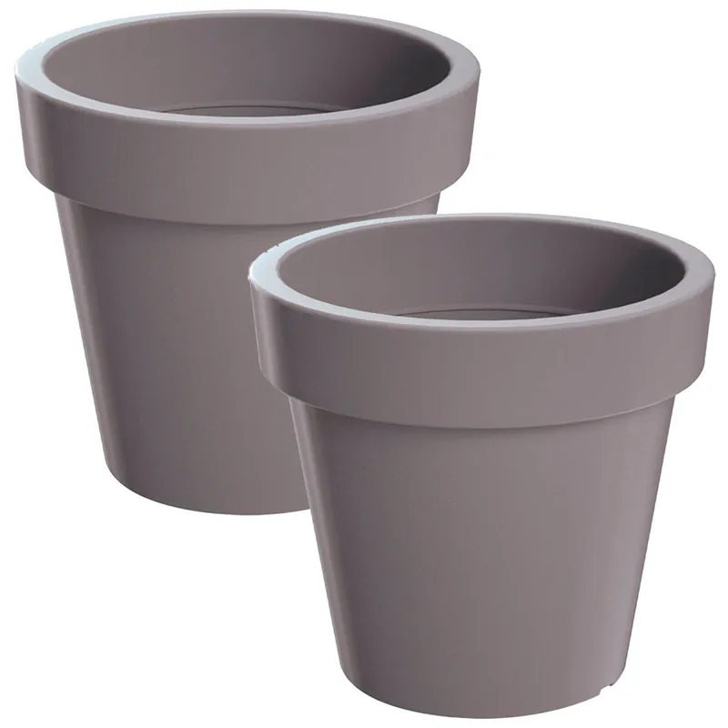 2x Maceta de plastico Lofly en color gris 24,5 (largo) x 24,5 (ancho) x 22,5 (alto) cm - Decoración