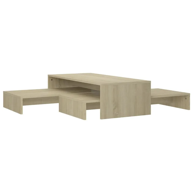 3 uds Mesas de Café - Mesas de Centro apilable contrachapada roble Sonoma 100x100x26,5 cm