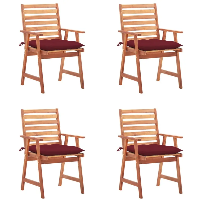 Sillas comedor de jardin y cojines 4 unidades madera maciza acacia - Jardín