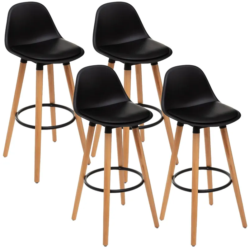 4 Taburetes De Bar "Maxon" Dimensiones: L. 39,5 x P. 42,5 x H. 92,5cm. Color: Negro. - Muebles