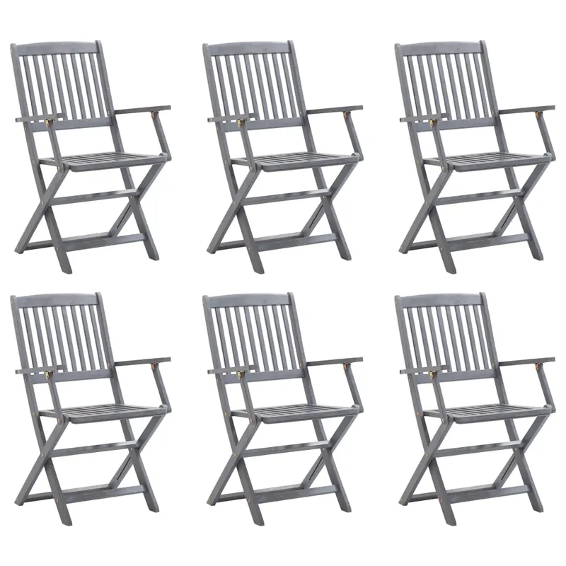 Sillas plegables de jardin 6 unidades madera maciza de acacia - Jardín