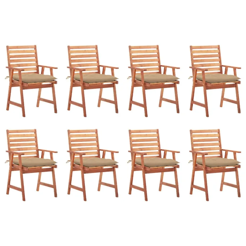 Sillas comedor de jardin y cojines 8 unidades madera maciza acacia - Jardín