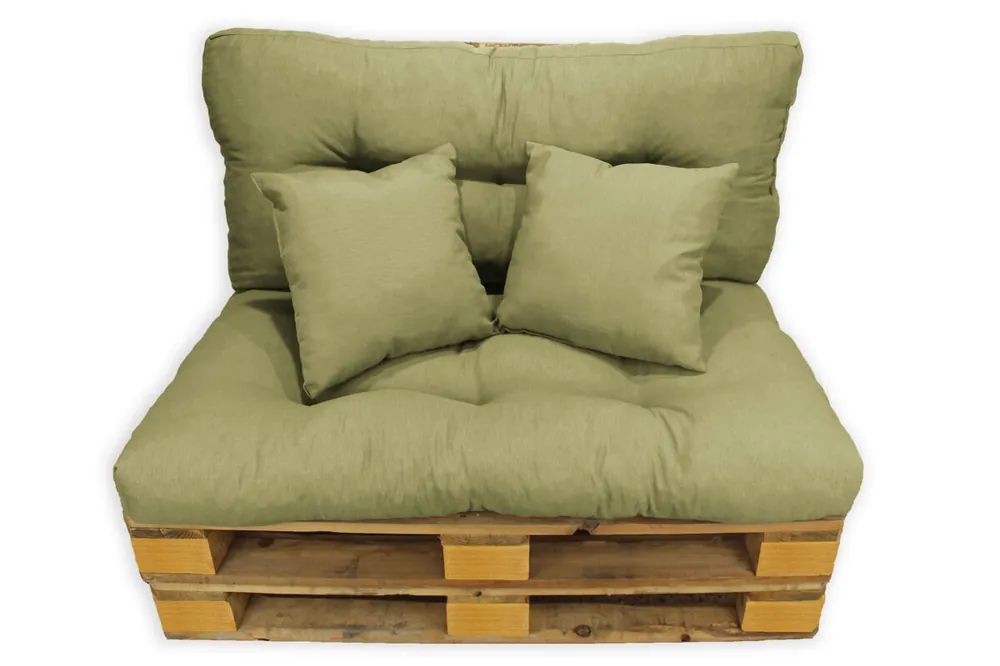 Acomoda Textil - Cojines Sofá Palets. Conjunto 4 Piezas para Palet, Asiento 120x80 cm + Respaldo + 2 Cojines. Cómodo y Elegante para Interior y Exterior. NO INCLUYE PALETS. (Arena)