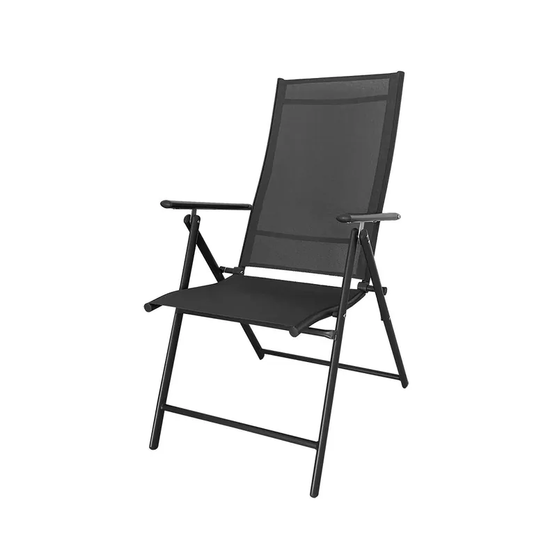 Acomoda Textil – Silla Plegable de Acero para Interior y Exterior Antracita. Silla con Respaldo Estable y Resistente para Jardín, Balcón, Terraza y Patio 56X65X103 cm. (Pack 2 Unidades)