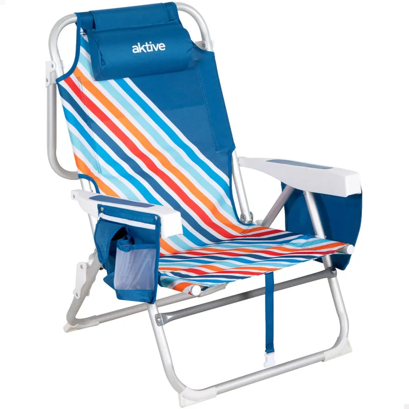 Aktive Silla de playa con bolsillos y asas transporte 50x55x80 cm - Jardín