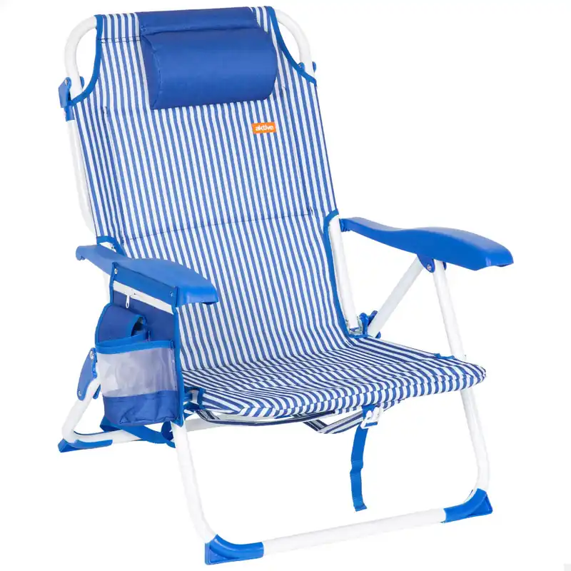 Aktive Silla playa multiposición 48x58x76 cm rayas azules con bolsillos - Jardín