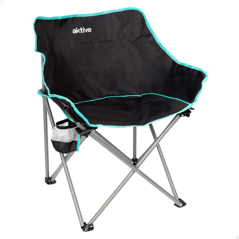 Aktive Silla plegable camping 50x47x74 cm con posavasos negra - Jardín