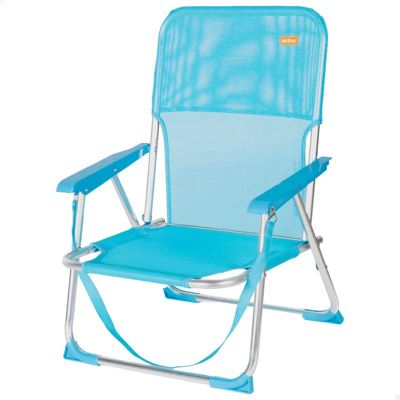 Aktive Silla plegable de playa 44x40x72 cm azul con asa - Jardín